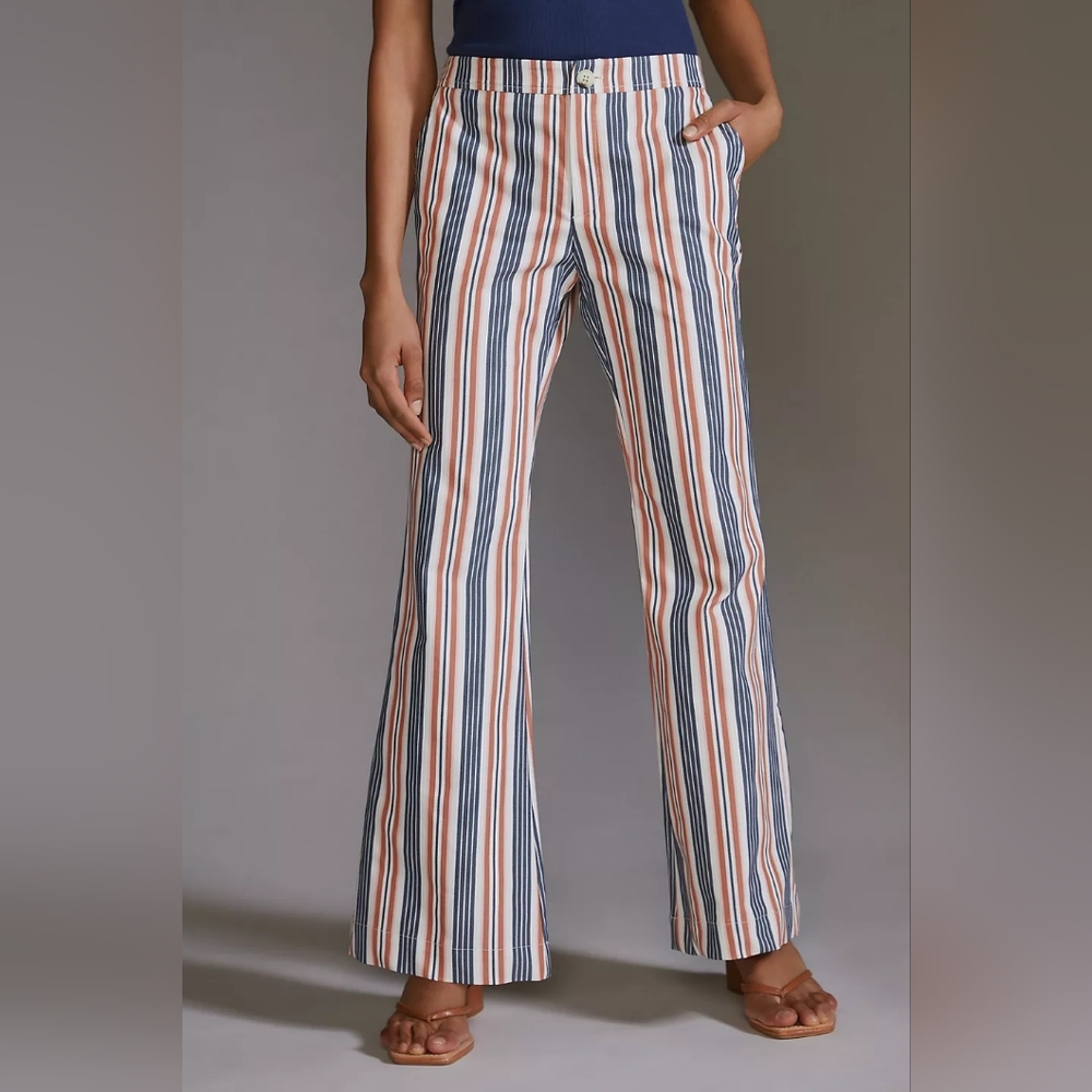 Anthropologie Low-Rise Striped Flare PantsSize 12 NWT